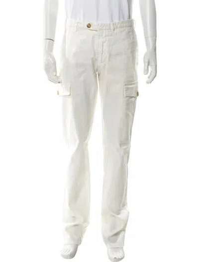 Pre-owned Thom Sweeney Graphic Print Cargo Pants In White