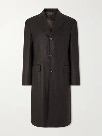 Thom Sweeney Herringbone Wool Coat In Brown