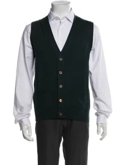 Pre-owned Thom Sweeney Knit Vest Wool Suit Vest In Green