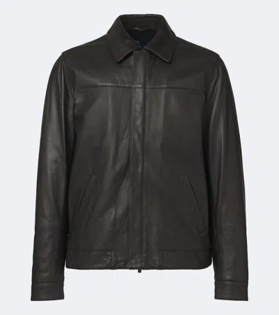 Thom Sweeney Leather Jacket In Black