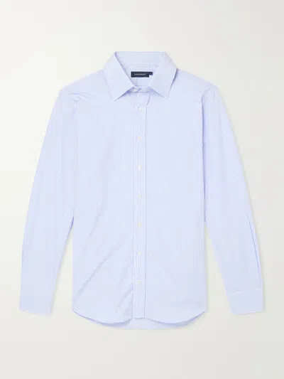 Thom Sweeney Lecce Striped Cotton-poplin Shirt In Blue
