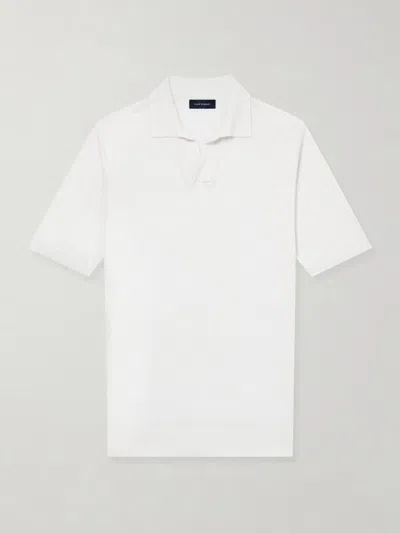 Thom Sweeney Linen And Cotton-blend Polo Shirt In White