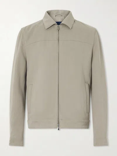 Thom Sweeney Linen Bomber Jacket In Nude