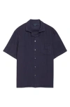 Thom Sweeney Linen Camp Shirt In Blue