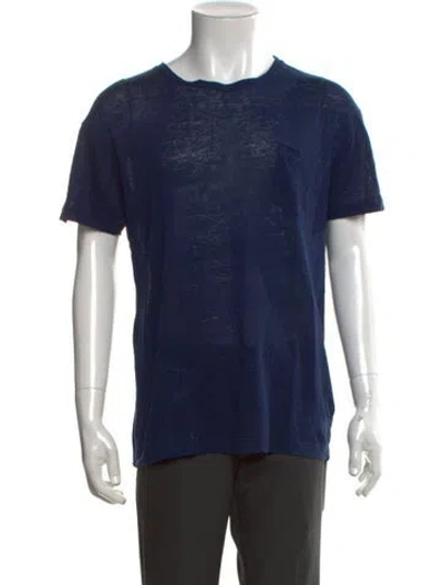 Pre-owned Thom Sweeney Linen Crew Neck T-shirt In Blue