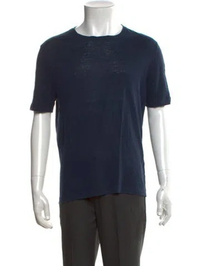 Pre-owned Thom Sweeney Linen Crew Neck T-shirt In Blue