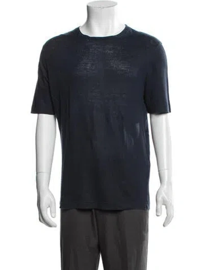 Pre-owned Thom Sweeney Linen Crew Neck T-shirt In Blue