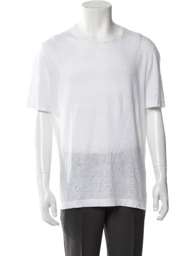 Pre-owned Thom Sweeney Linen Crew Neck T-shirt In White