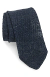Thom Sweeney Linen Knit Tie In Blue
