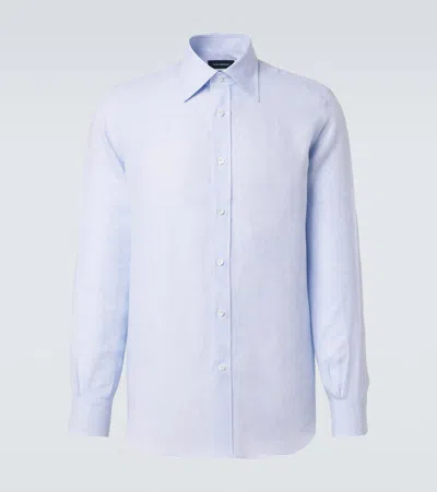 Thom Sweeney Linen Shirt In Blue