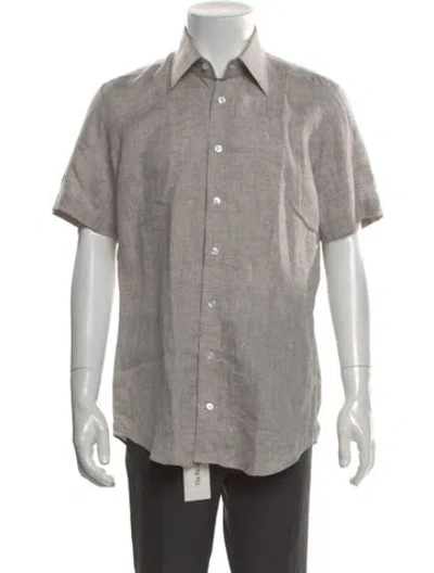 Pre-owned Thom Sweeney Linen Short Sleeve Shirt In Gray