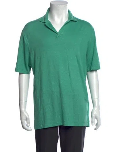 Pre-owned Thom Sweeney Linen Short Sleeve Shirt In Green