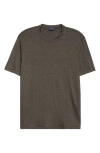 Thom Sweeney Linen Stretch Jersey T-shirt In Brown
