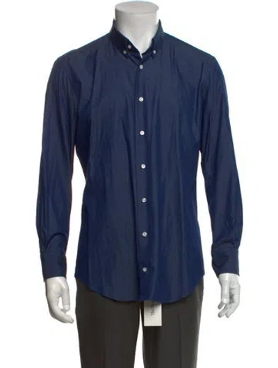 Pre-owned Thom Sweeney Long Sleeve Dress Shirt In Blue