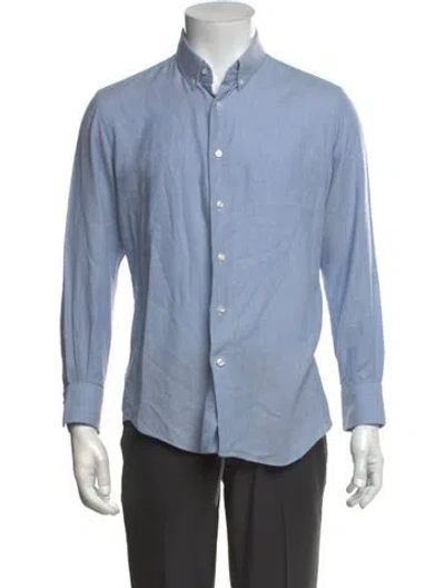 Pre-owned Thom Sweeney Long Sleeve Dress Shirt In Blue