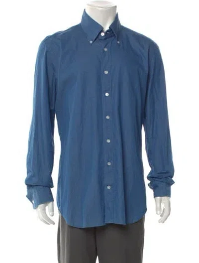 Pre-owned Thom Sweeney Long Sleeve Shirt In Blue