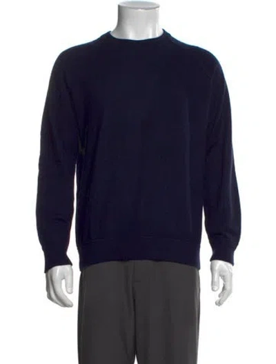 Pre-owned Thom Sweeney Merino Wool Crew Neck Pullover In Blue