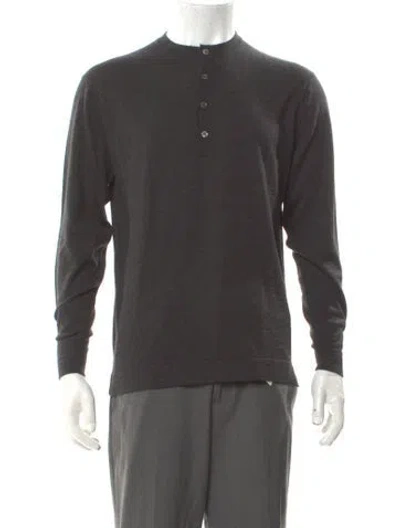 Pre-owned Thom Sweeney Merino Wool Long Sleeve Shirt In Gray