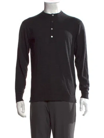 Pre-owned Thom Sweeney Merino Wool Mock Neck Pullover In Green