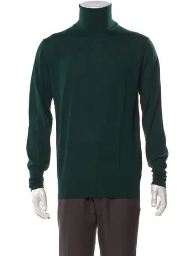 Pre-owned Thom Sweeney Merino Wool Turtleneck Pullover In Green