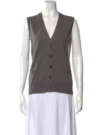 Pre-owned Thom Sweeney Merino Wool V-neck Cardigan In Gray