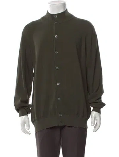 Pre-owned Thom Sweeney Mock Neck Long Sleeve Cardigan In Green