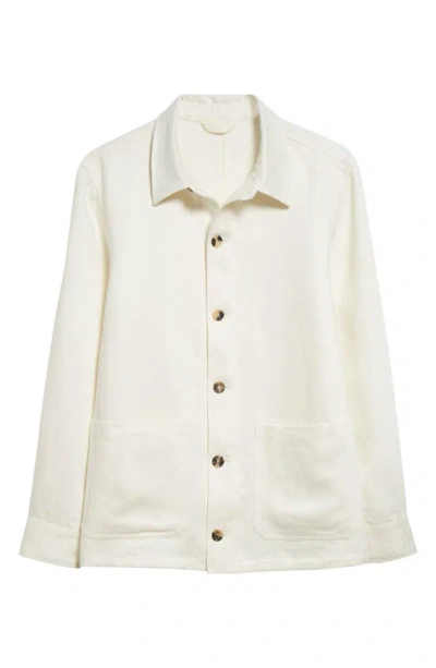 Thom Sweeney Patch Pocket Linen Overshirt In White