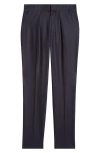 Thom Sweeney Pleated Virgin Wool Twill Trousers In Dark Navy