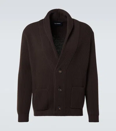 Thom Sweeney Ribbed-knit Wool Cardigan In Brown