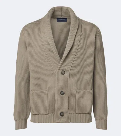Thom Sweeney Ribbed-knit Wool Cardigan In Brown