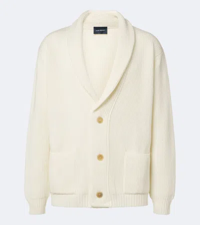 Thom Sweeney Ribbed-knit Wool Cardigan In White