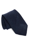 Thom Sweeney Silk & Linen Knit Tie In Blue