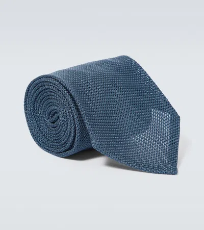 Thom Sweeney Silk Grenadine Tie In Blue