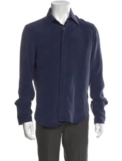 Pre-owned Thom Sweeney Silk Long Sleeve Shirt In Blue