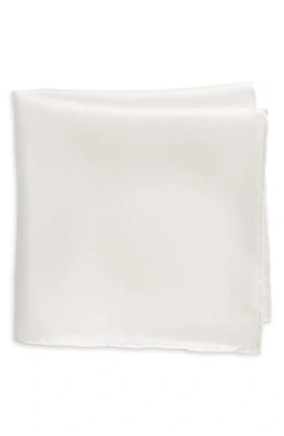 Thom Sweeney Silk Pocket Square In White