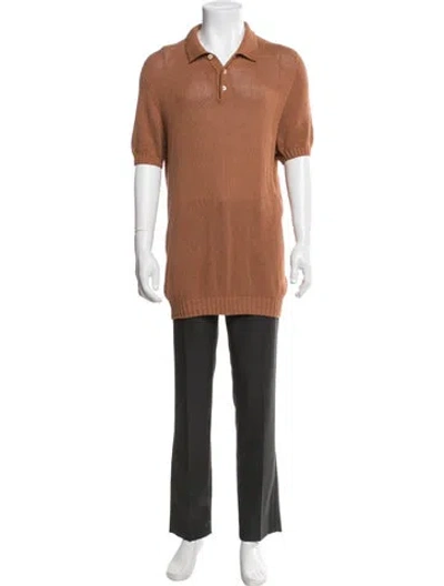 Pre-owned Thom Sweeney Silk Short Sleeve Shirt In Brown