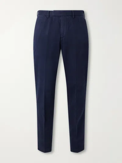 Thom Sweeney Straight-leg Cotton-twill Trousers In Blue