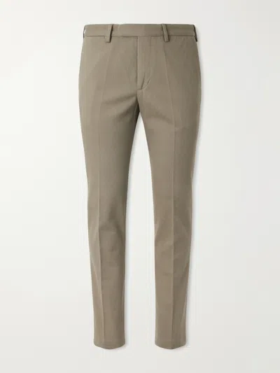 Thom Sweeney Straight-leg Cotton-twill Trousers In Brown