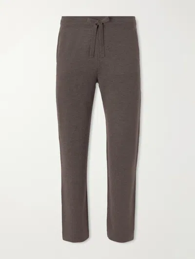 Thom Sweeney Straight-leg Wool Sweatpants In Brown