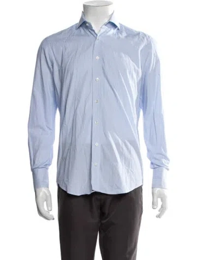 Pre-owned Thom Sweeney Striped Long Sleeve Dress Shirt In Blue