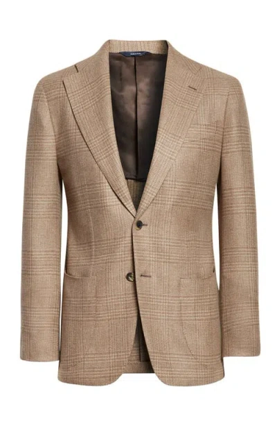 Thom Sweeney Unstructured Single Breasted Plaid Cashmere Sport Coat In Neutral