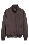Thom Sweeney Water Resistant Japanese Nylon Bomber Jacket In Darkest Brown