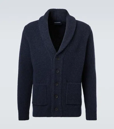 Thom Sweeney Wool And Cashmere Cardigan In Blue