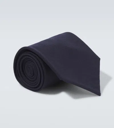 Thom Sweeney Wool And Cashmere Tie In Blue