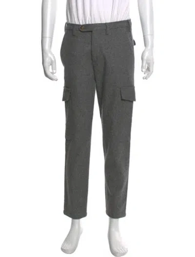 Pre-owned Thom Sweeney Wool Cargo Pants In Gray