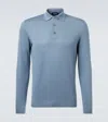 Thom Sweeney Wool Polo Sweater In Blue