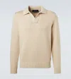 Thom Sweeney Wool Polo Sweater In Brown