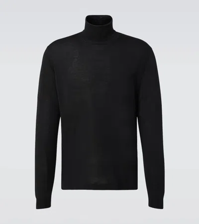 Thom Sweeney Wool Turtleneck Sweater In Black