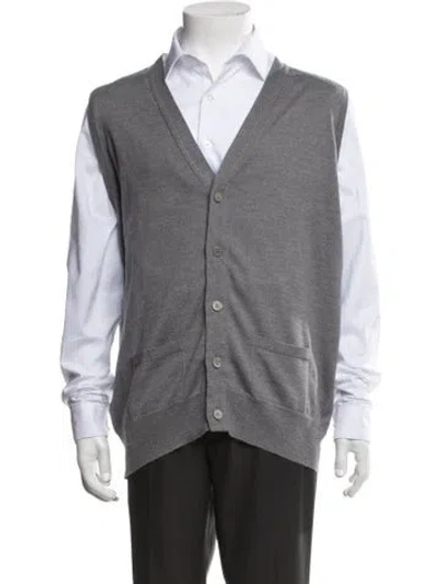 Pre-owned Thom Sweeney Wool V-neck Cardigan In Grey