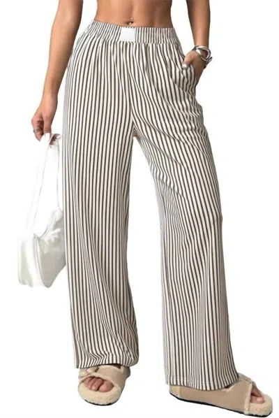 Thomas & Co Brystol Striped Pants In Brown In Gray